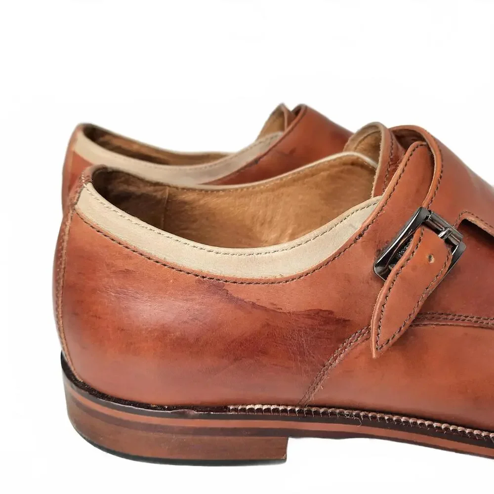 Johnston and Murphy Men's Brown Leather Double Monk‎ Strap 12